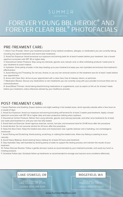 pre and post care Forever Young BBL HEROic® and Forever Clear BBL® Photofacials