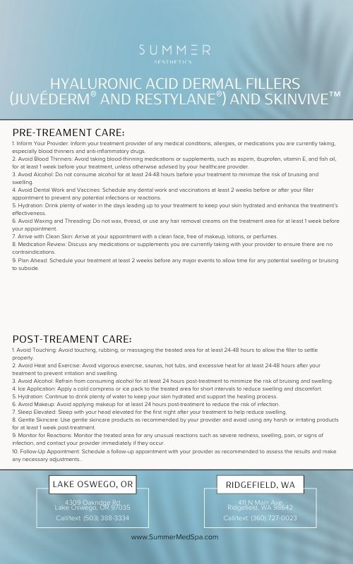 pre and post care juvederm restylane and skinvive