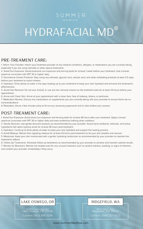 Pre and post care hydrafacial